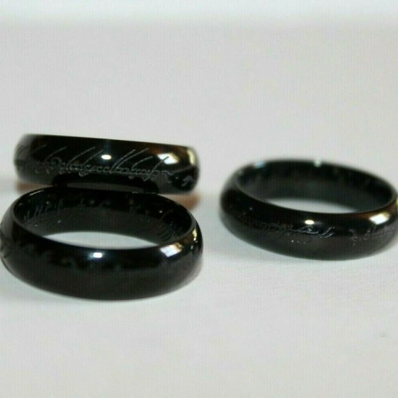 6mm Ring Lord of the Rings Black Plated Stainless Steel Engraved Unisex Gift - Picture 5 of 8